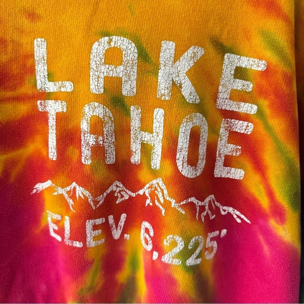 Lake Tahoe Tie Dye Pull Over Sweater YOUTH XL women’s Small - Picture 2 of 8